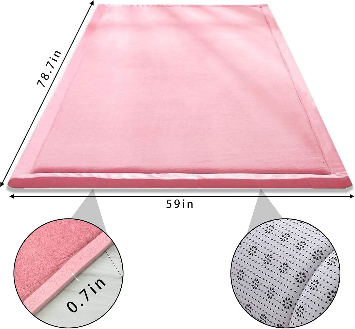 Eanpet Soft Tatami Mat Area Rug Pad Non-Slip Memory Foam Carpet Large Playmat for Kids Crawling, Anti-Skid Doormat for Living Room & Bedroom, Women's Gym Mat - Pink