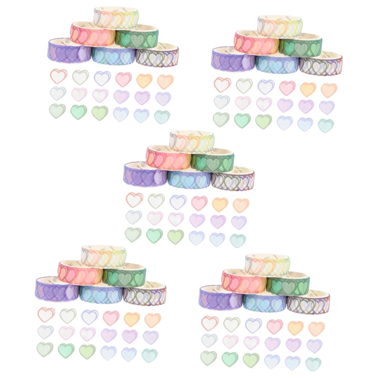 Lurrose 30rollen Herz-washi-sticker Dekorative Herzaufkleber Für Scrapbooking Journaling Und Bastelprojekte Selbstklebend Gemischten Farben Für Kreative -ideen Und