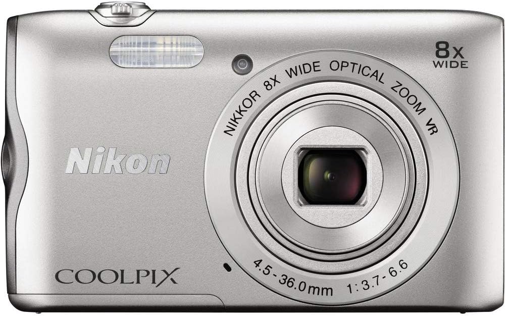 Nikon Coolpix A300 20.1MP 8x Optical Zoom NIKKOR WiFi Silver Digital Camera 26519B - (Renewed)