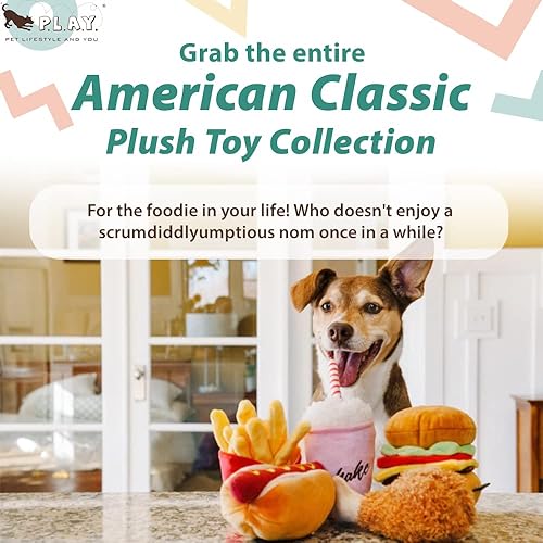 Miniatura 4 de P.L.A.Y. Lindos juguetes de peluche para perros, juguete masticable duradero con temática de comida rápida, ideal para cachorros y perros pequeños,