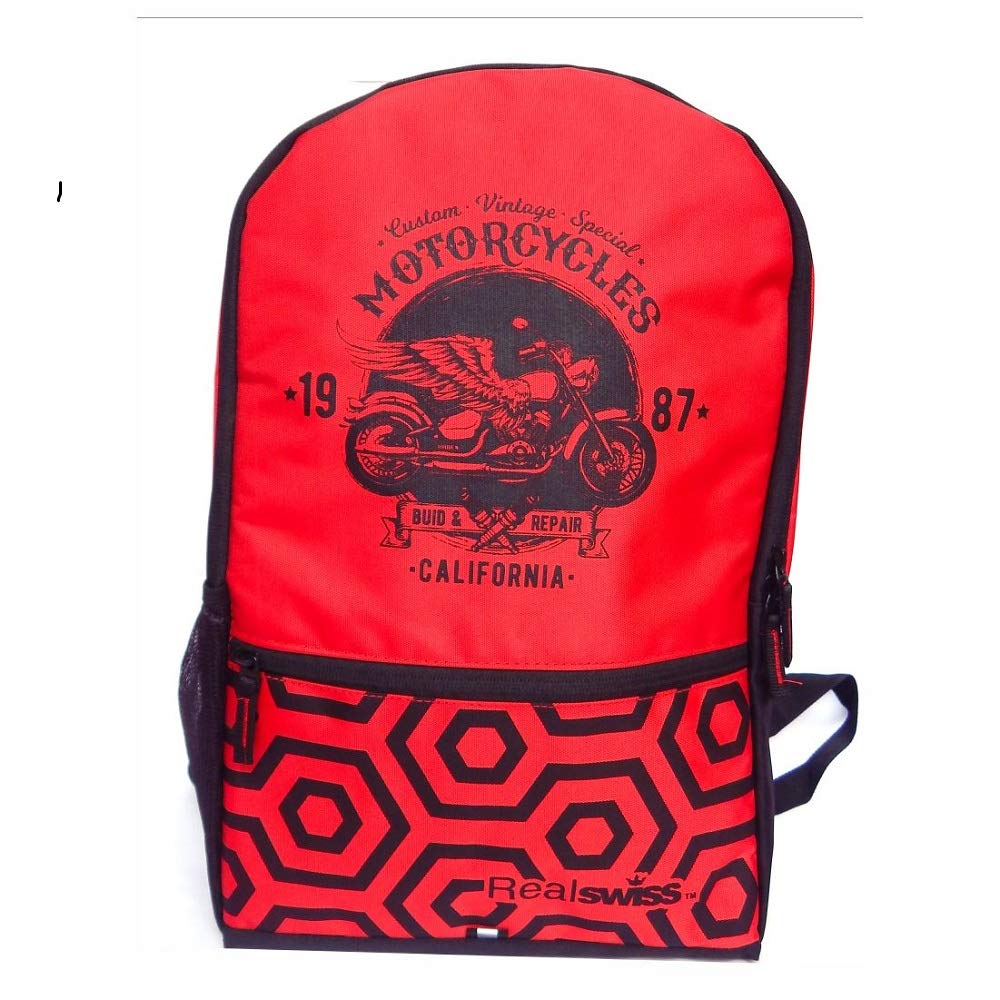 REALSWISSReal Swiss Star 32 Lt Red & Black Casual Backpack I bagpack Califonia Biker