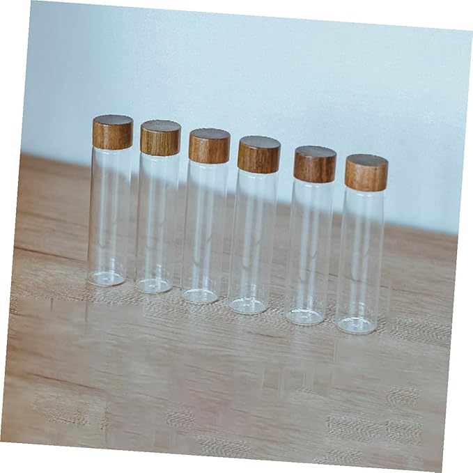Set de 6 Tubos de Vidrio para Almacenar Café con Soporte de Madera miniatura 6