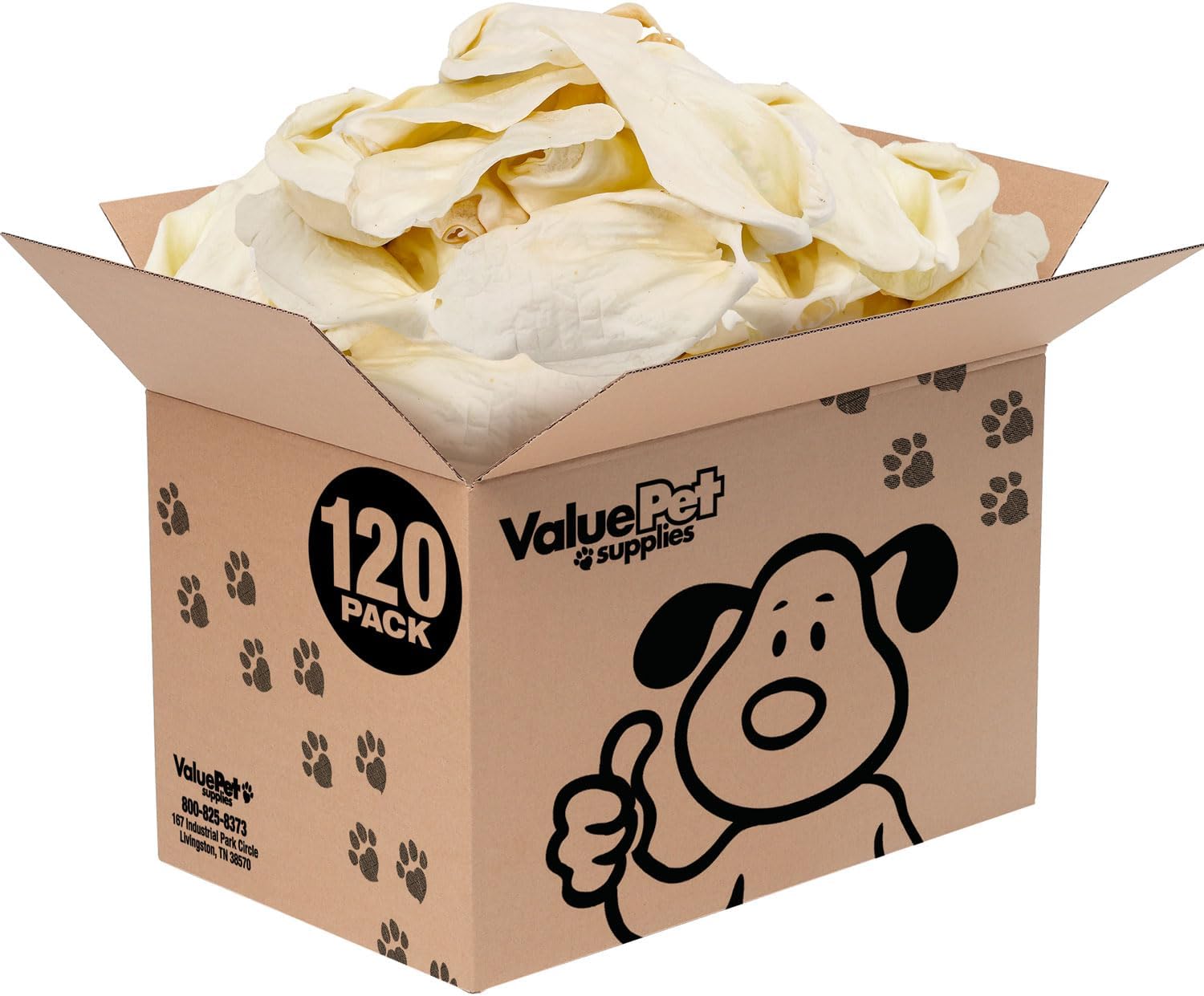 ValueBull Premium Cow Ears, Large, 120 Count Bulk Pack - All Natural Dog Treats, 100% Angus Beef, Single Ingredient, Cleans Teeth & Gums