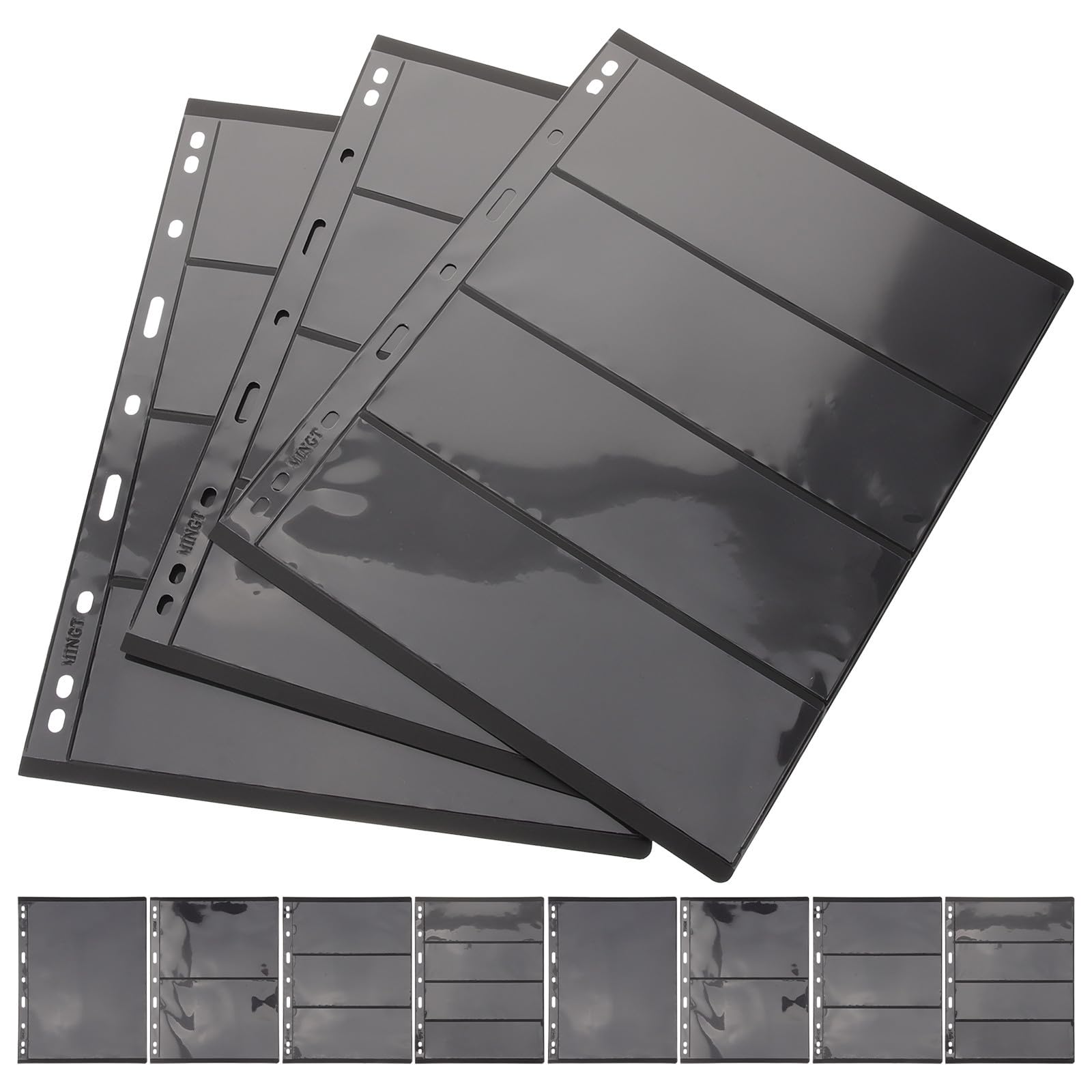 Classeur pour timbres noir avec 20 pages rechargeables en plastique effaçable