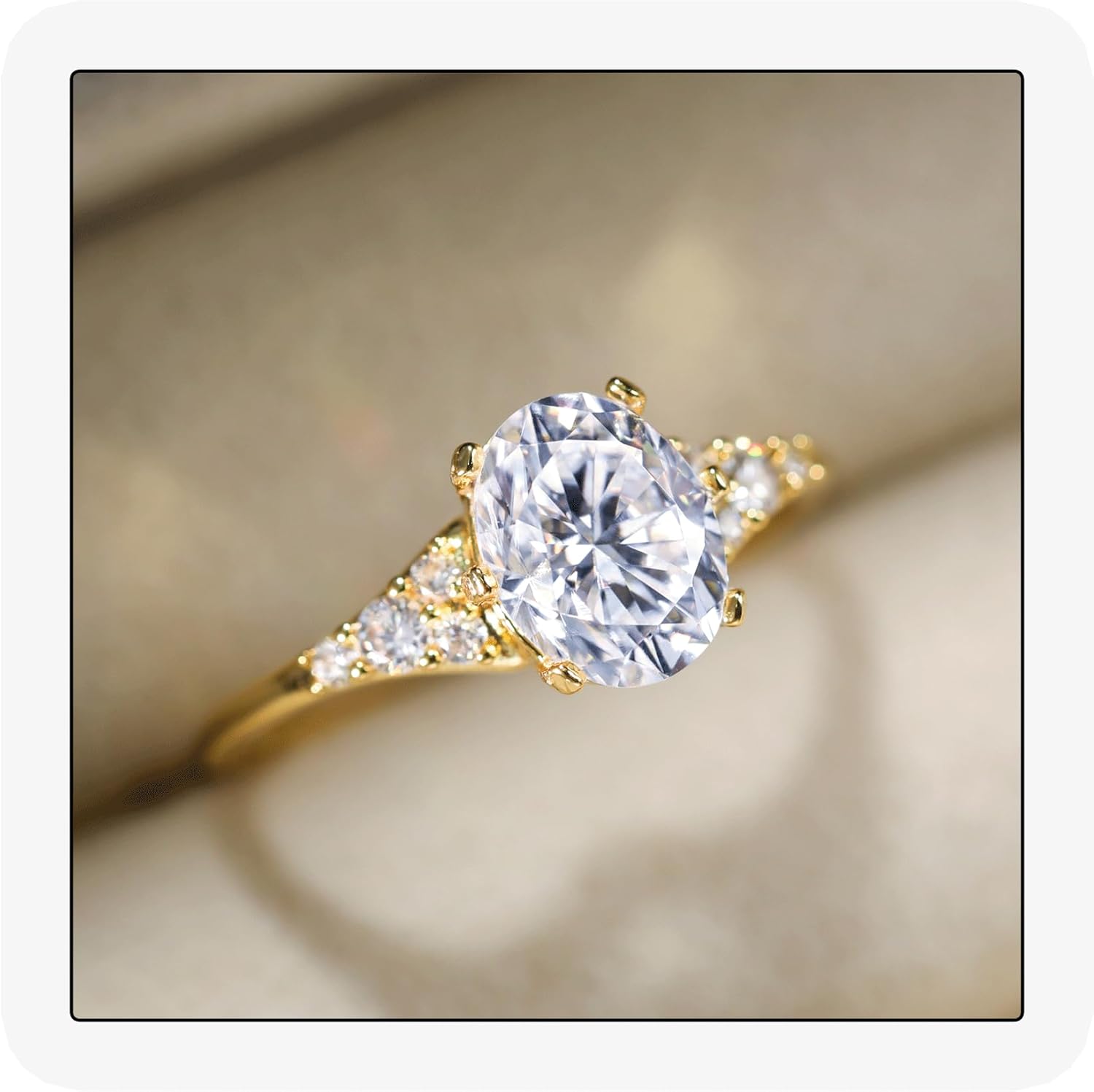 1CT/2CT3CT 14K Gold Plated 925 Sterling Silver Engagement Rings Oval Cut Cubic Zirconia CZ Wedding Promise Rings for Her Stunning Wedding Bands for Women Size 5-9