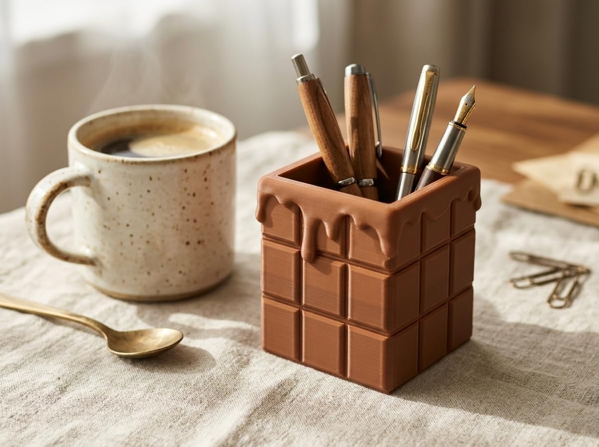 Melting Chocolate Bar Pen Holder Desk Organizer - Funny Office Storage Box image 5