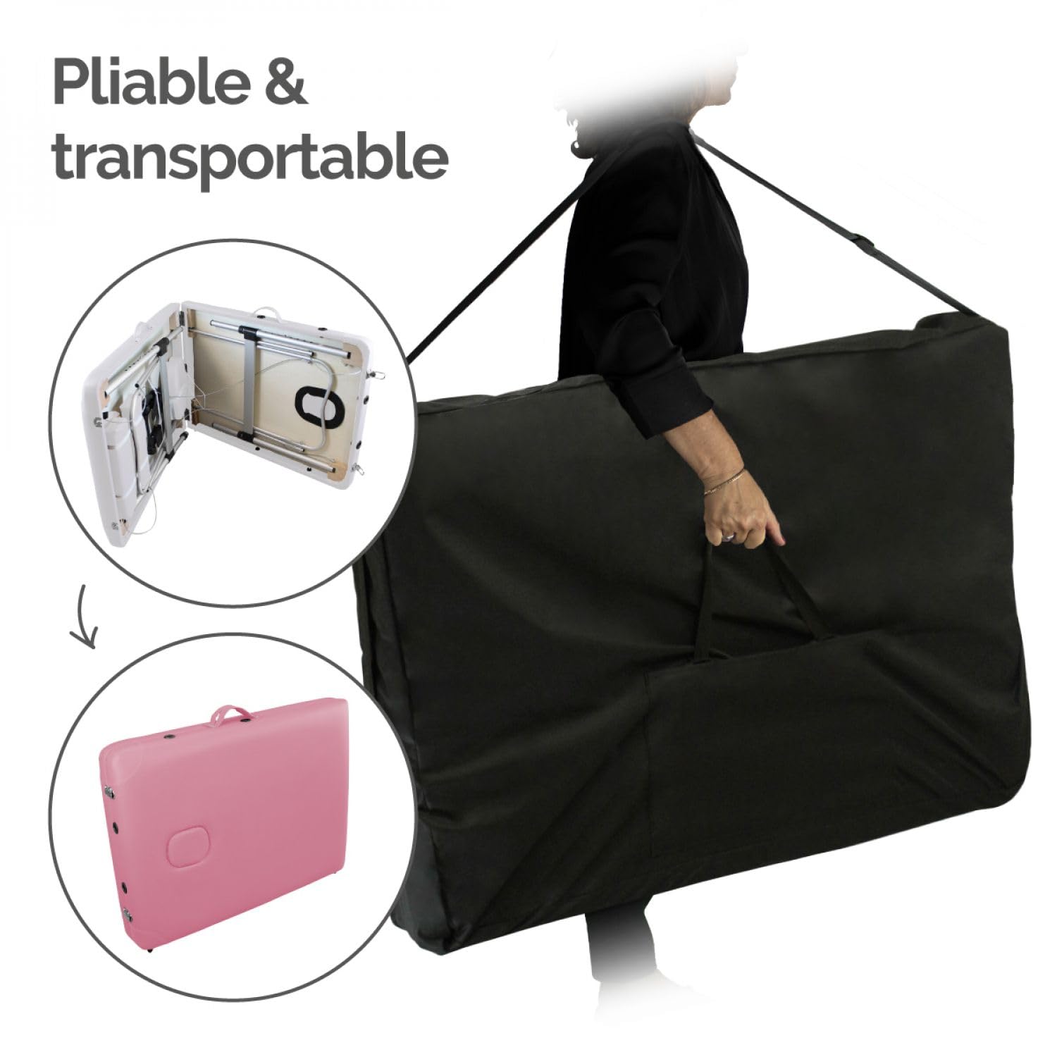 Vivezen - Camilla de Masaje Plegable de Aluminio de 2 Zonas + Accesorios y Bolsa de Transporte