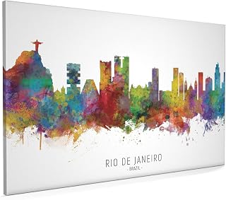 Rio de Janeiro Brazil Skyline Box Canvas Print with City Name -6686