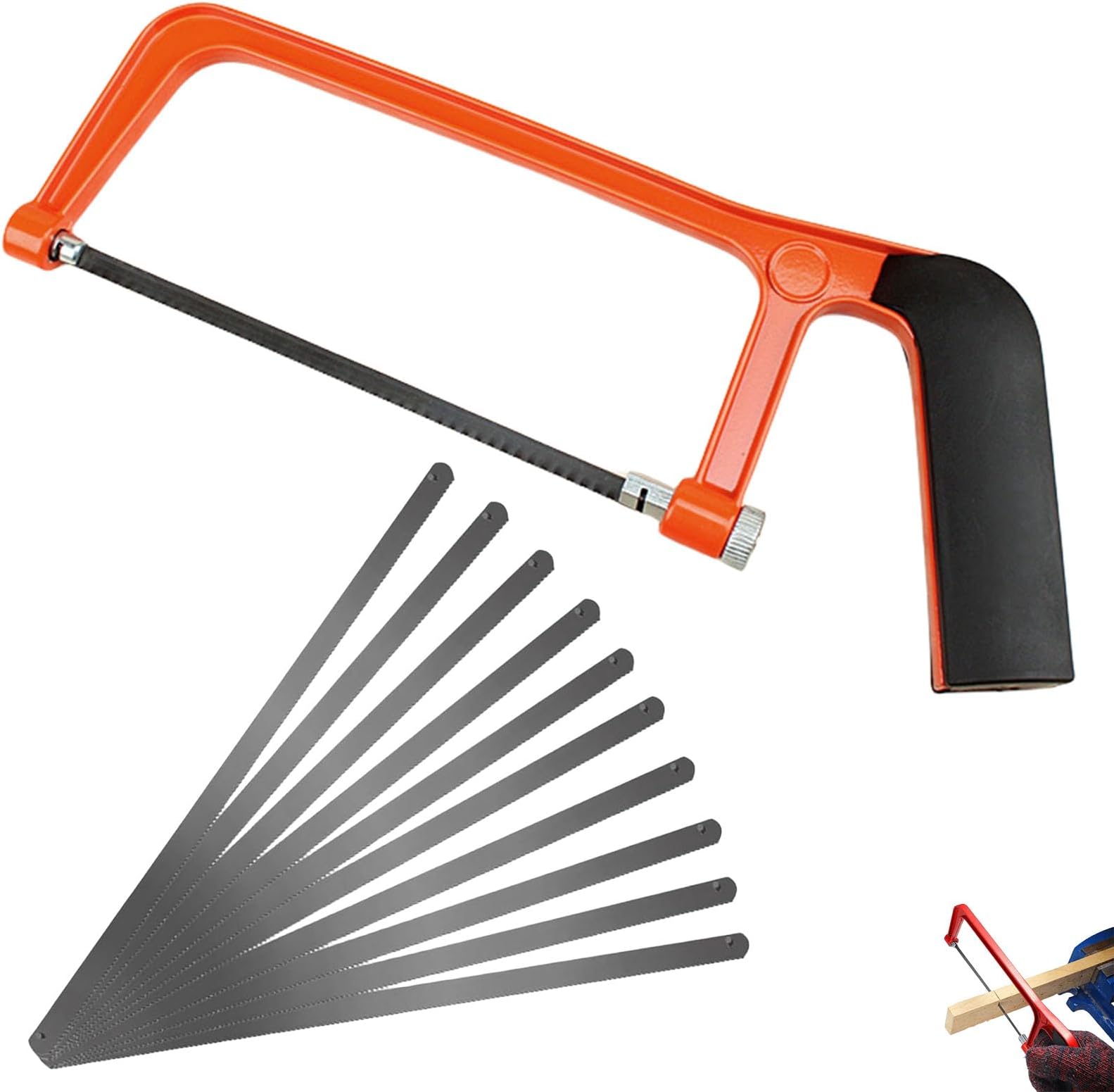 11 Piece Set Mini Hacksaw Set Professional Hack Saw with 10 Saw Blade Small Hand Saw Set for Wood Heavy Duty Mini Hacksaw Junior Hacksaw