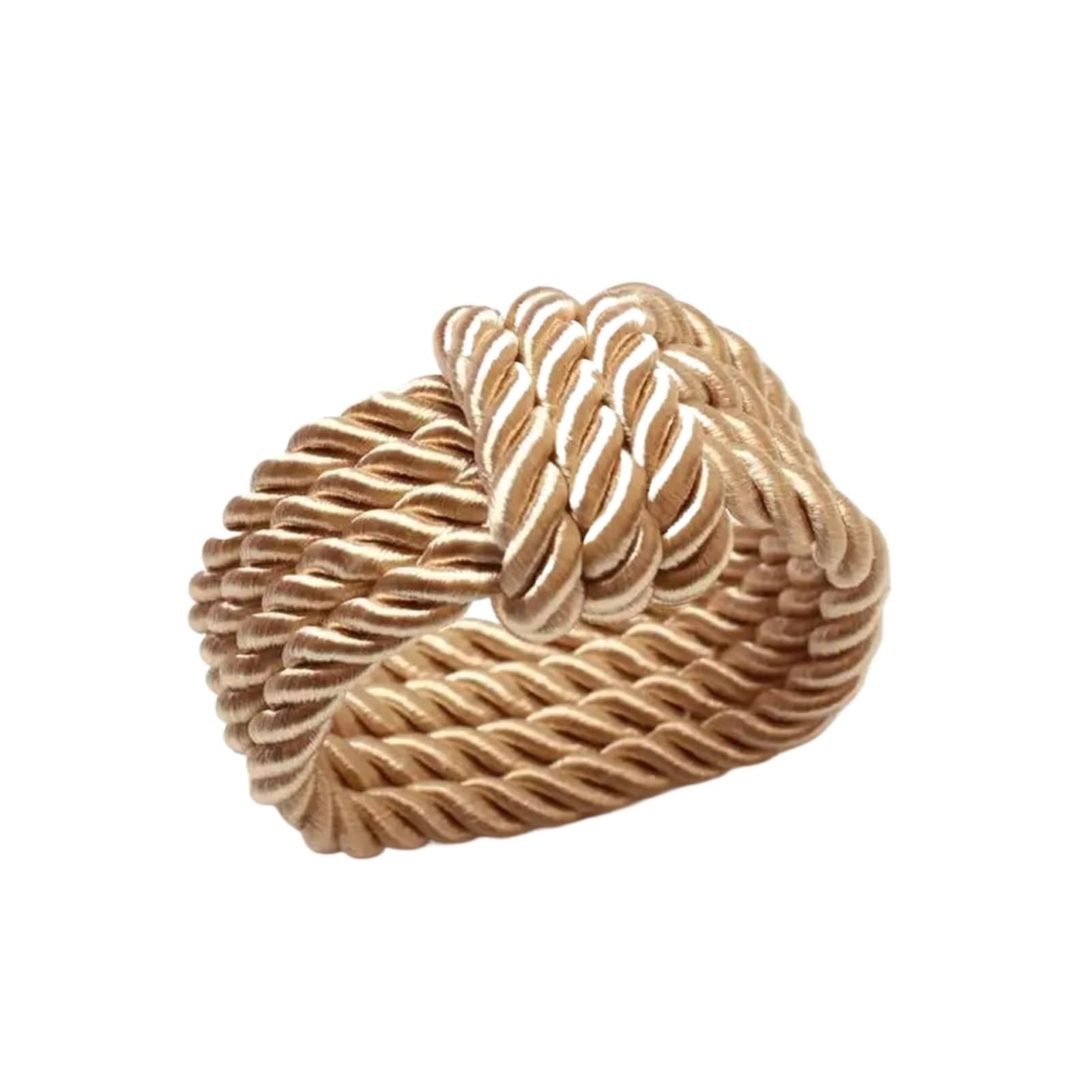 10pcs Woven Rope Napkin Rings Christmas Table Decor Gold Buckle for Restaurant Wedding Home