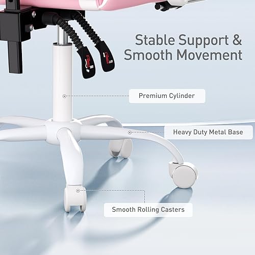 Miniatura 8 de MoNiBloom Silla de juegos con reposacabezas y soporte lumbar, silla ergonómica de carreras para computadora con reposapiés, silla giratoria de cuero