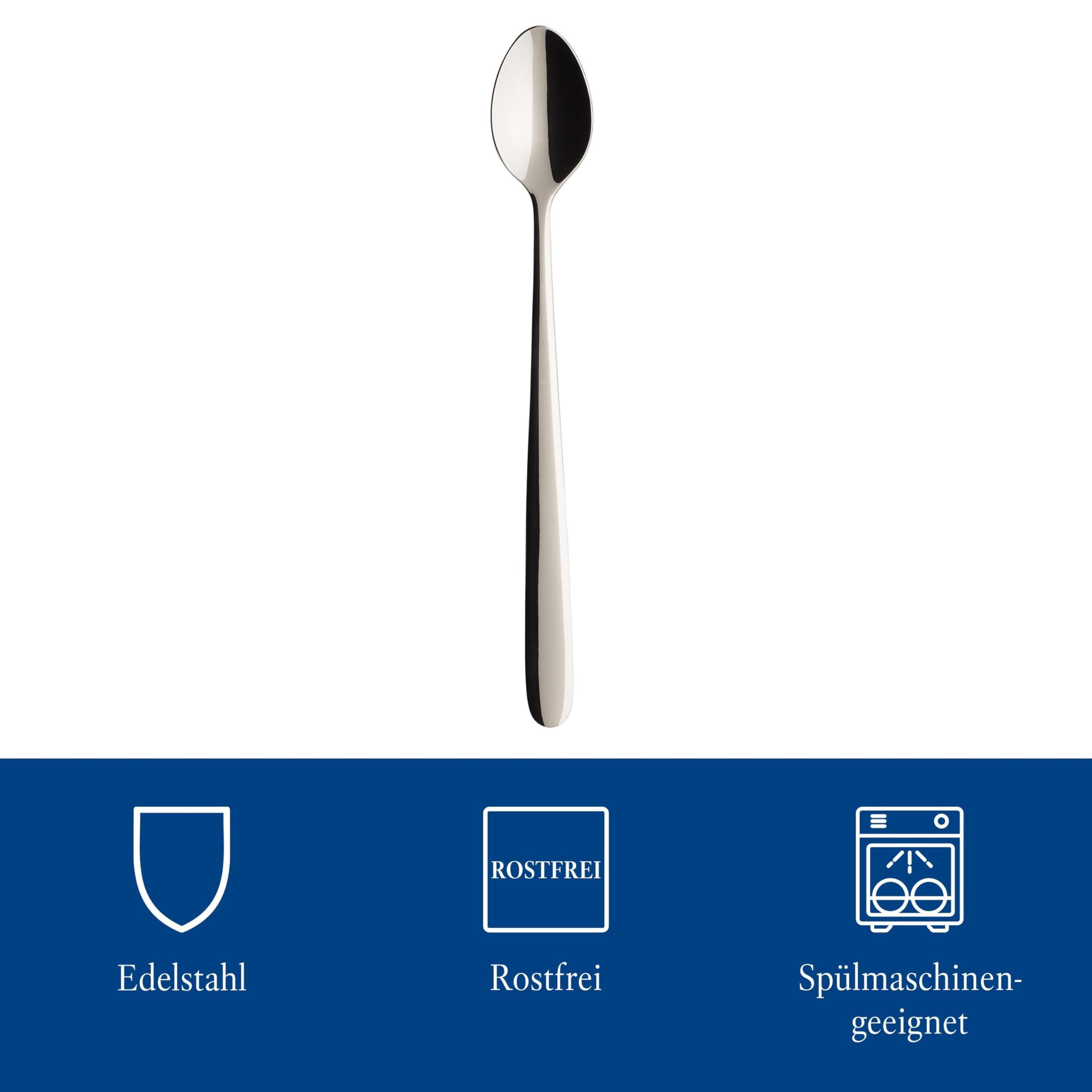 Villeroy & Boch - Daily Line 6-częściowy zestaw łyżeczek do latte macchiato, srebrne, nadają się do mycia w zmywarce, łyżki do latte macchiato, łyżki do lodów, platyna, stal nierdzewna