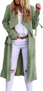 JINGAN Long Waterproof Coat Women's Open Front Long Trench Coats Long Sleeve Slim Casual Pockted Windproof Overcoat with Belt Winter Attire for Women Golf Short Sleeve Waterproof Jacket