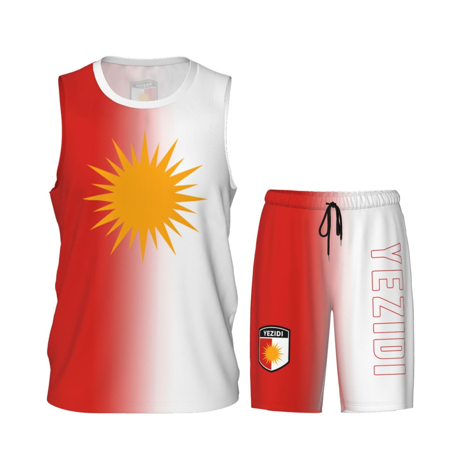 DABOYOZHZH Yezidi Flag Basketball Uniform Suit for Men Team Training Athletic Gradient Jersey