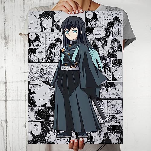 Image of MCSID RAZZ - Demon Slayer - Muichiro Tokito - The Mist Hashira Design A4 Size Poster (With Frame) - Best Gift For Demon Slayer Fans /Best Artifacts To Your Home & Decor /For Anime Fandom