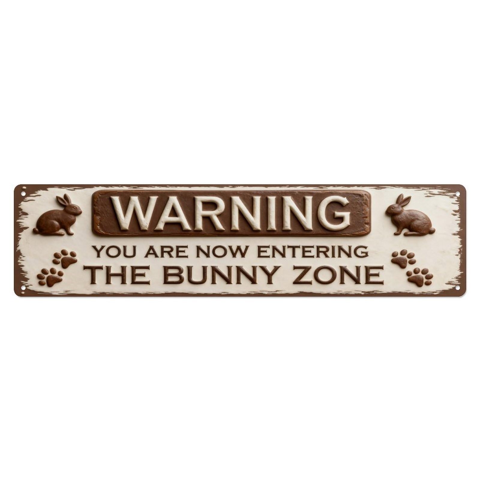 Warning Bunny Zone Sign Pattern Tin Sign Vintage Metal Sign Home Bar Garden Indoor & Outdoor Wall Decor Retro Metal Poster 4x16 Inch