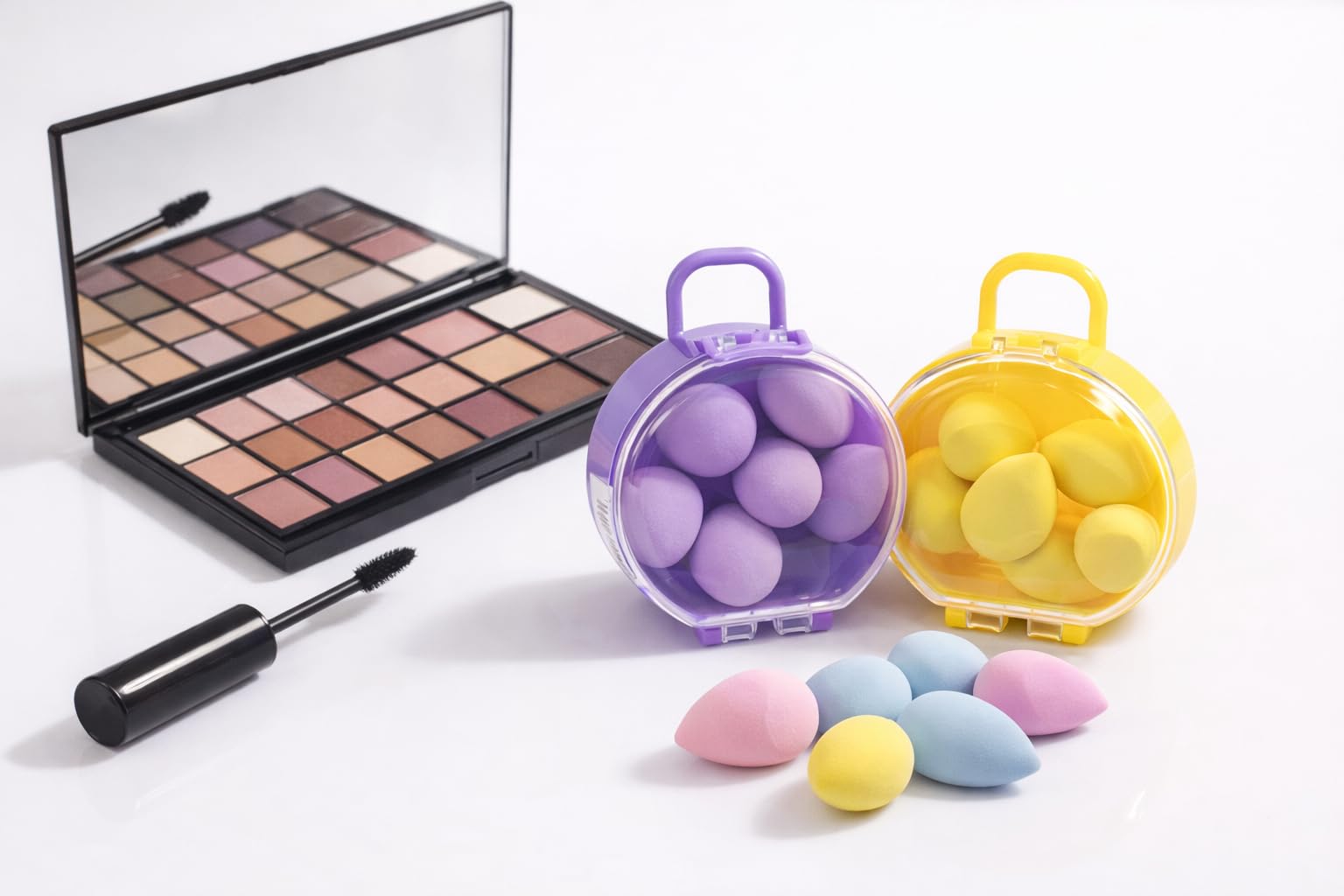 Makyaj Süngeri Seti 6’lı, 2 Set, Taşınabilir Kutulu, (Asorti Renk) Ultra Yumuşak Blender Süngerler, Islanınca Genişler, Pürüzsüz Fondöten, Kapatıcı Uygulama, Günlük ve Profesyonel Kullanım