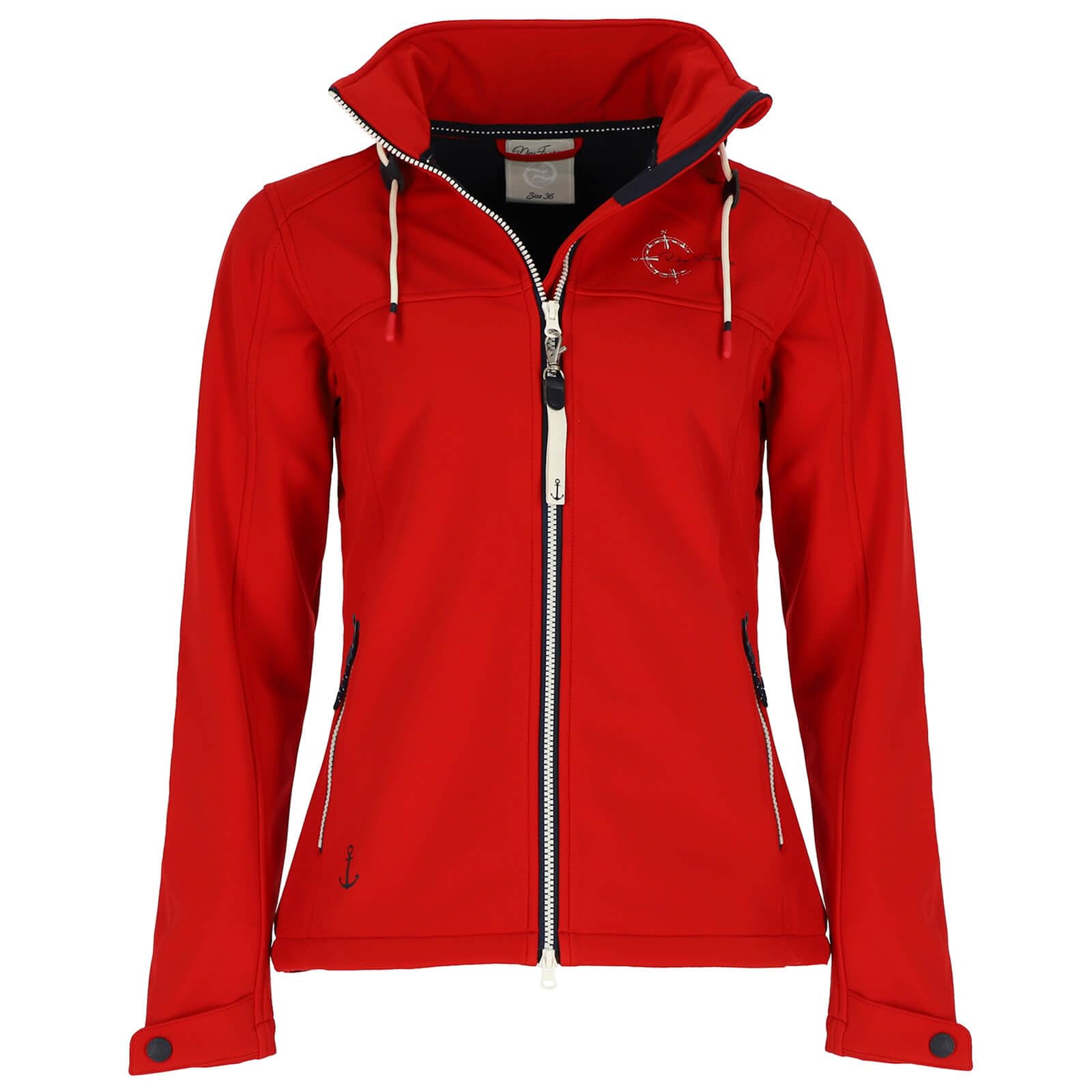 Dry Fashion Damen Softshelljacke Zingst - Jacke in Navy, Größe 36 | Atmungsaktiv, Wind- & wasserabweisend, Taillierter Schnitt, 2-Wege-Reißverschluss, Abnehmbare Kapuze, Reißverschluss-Taschen