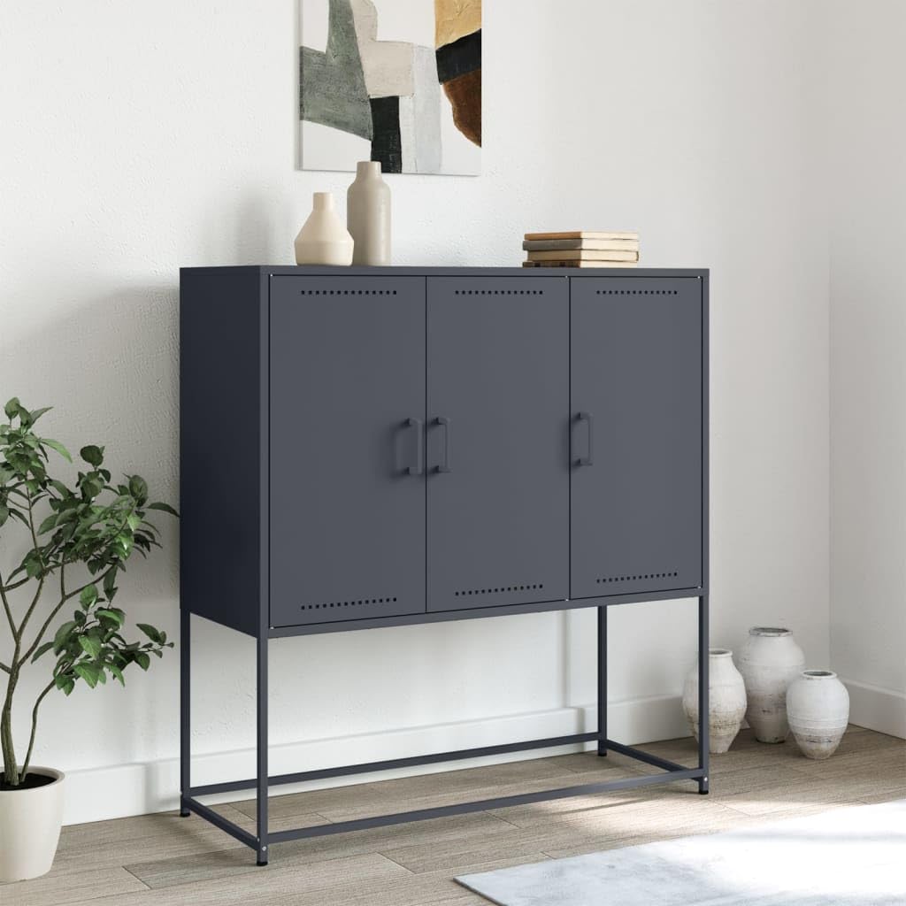 Armadio alto in acciaio, colore antracite, 100,5 x 39 x 107 cm