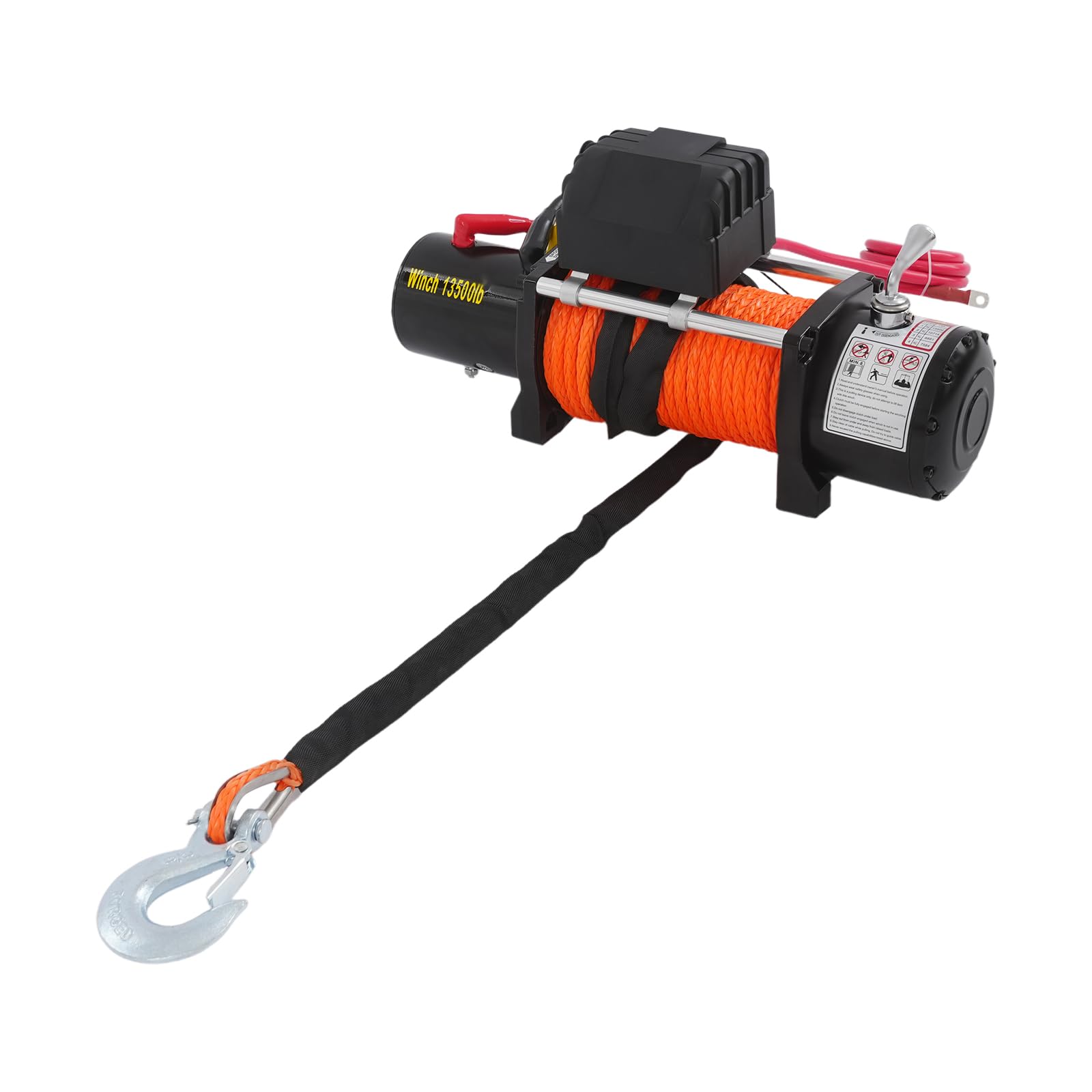 Verricello elettrico, 12 V, 13500lbs/6136 kg, argano elettrico con funzione di blocco, lunghezza 26 m, per ATV UTV SUV pickup e fuoristrada (nero + rosso)