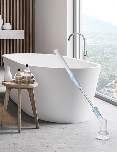 Miniatura 7 de Electric Spin Scrubber with Hard Bristle Crevice Cleaning Brush-Powerful Bathroom Accessories-Spin Mop Set for Kitchen and Bathroom-Cleaning