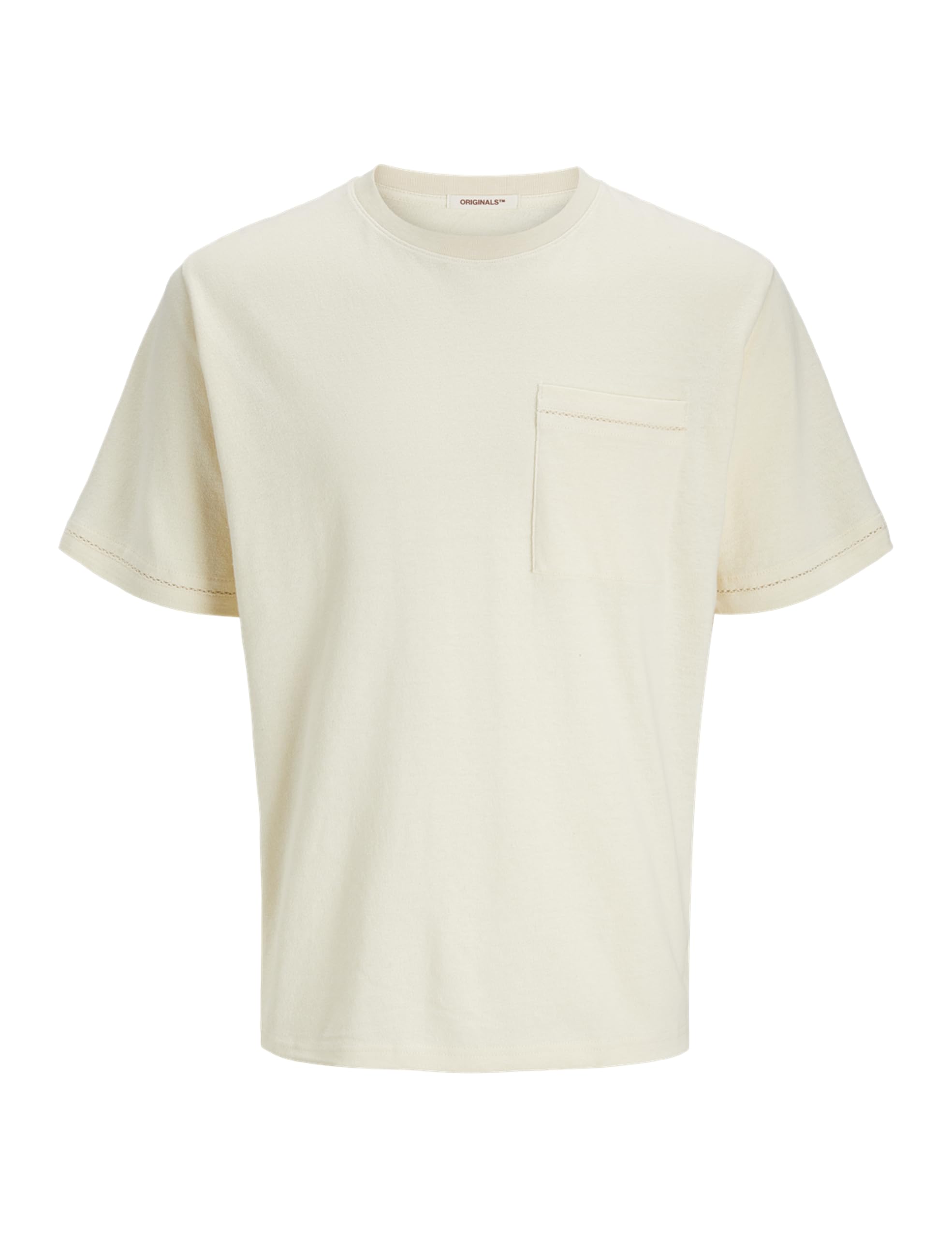 JACK & JONES Men's Jorhydra Stitch Tee Ss Crew Neck, Antique White, S