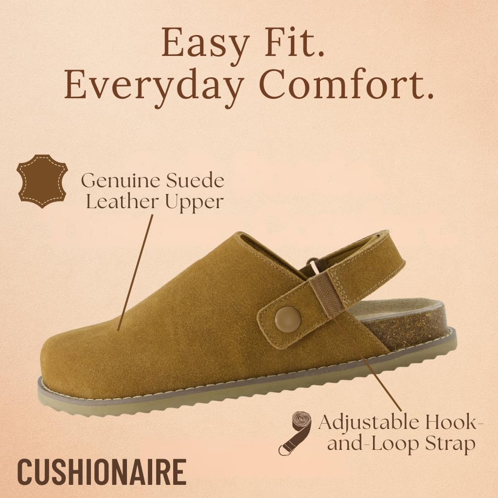 CUSHIONAIRE Boulder Genuine Leather Clogs for Women, Adjustable Swivel Back Strap Slip On Womens Shoes with Memory Foam Footbed - Image 5