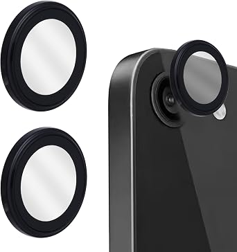 lasuroa 2pcs Camera Lens Protector for iPhone 16e, Anti Scratch Metal Ring Tempered Glass Lens Screen Cover Bubble Free Individual Camera Case for Smartphone Accessories Black