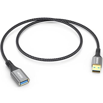 USB Extension Cable 1Ft Short, Type A 3.0 5Gbps Data Transfer 15W Charging