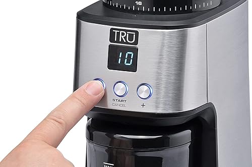 Miniatura 3 de TRU Molinillo de fresas cónicas  Molinillo de granos de café personalizable  Cuenta con 30 ajustes de molienda, tiempo de molienda ajustable y