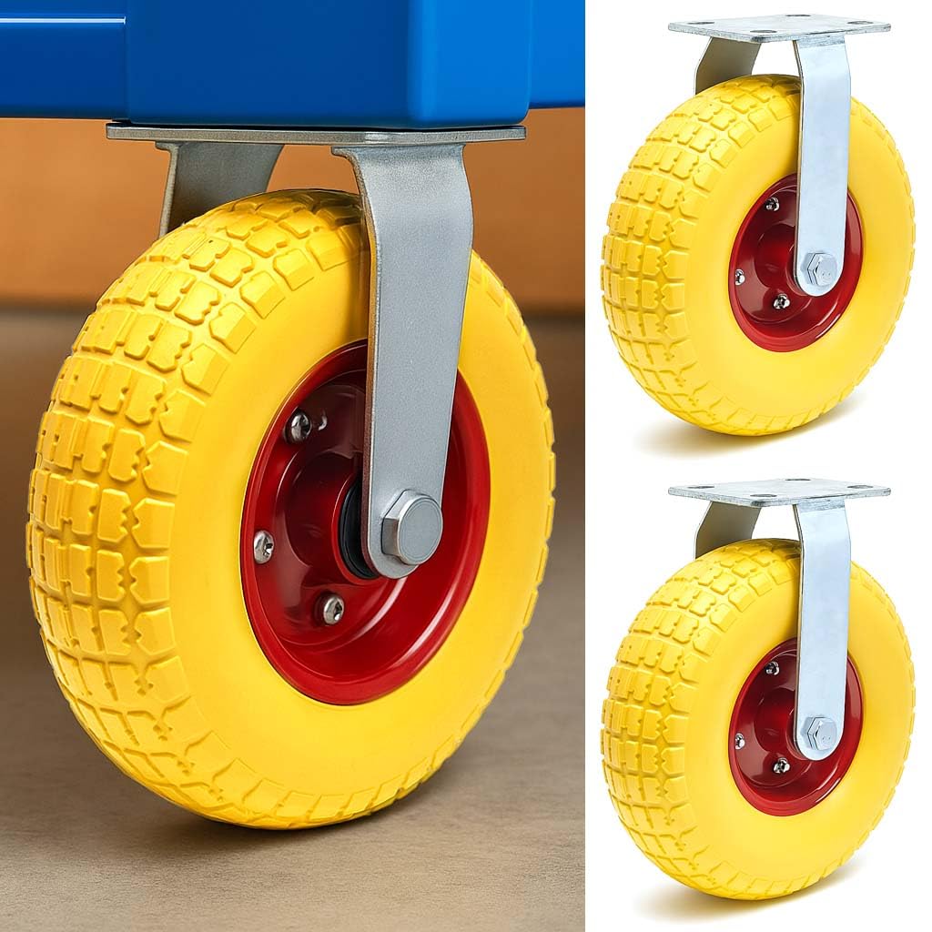 Zestaw kół transportowych 2 kółka transportowe 258x78mm antyprzebiciowe żółte 150kg na koło