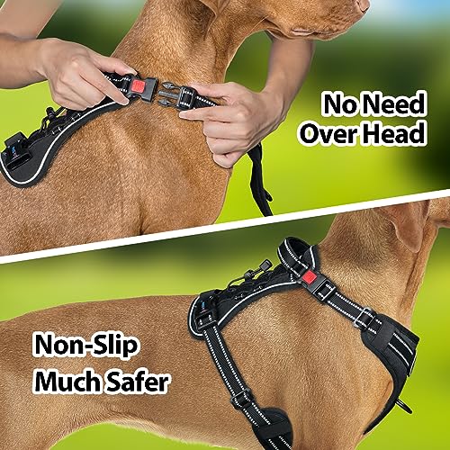 PHOEPET No Pull Tactical Dog Harness,Service Dog Vest with Molle & Loop Panels,Easy Control with Handle for Medium Dogs(Black,M) - Thumbnail 3
