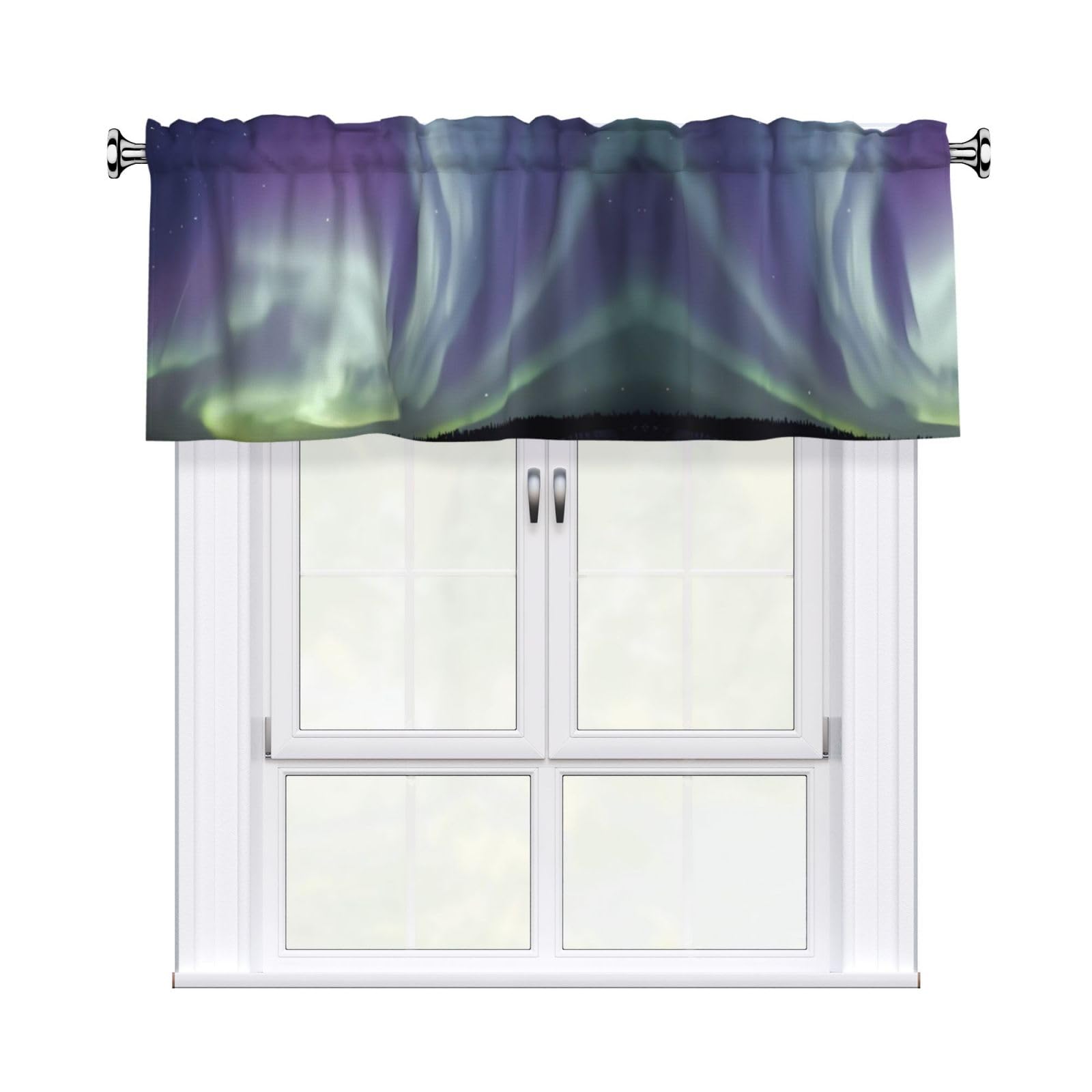 HJFCZH aurora Prints Durable Window Layer – 54x18 Inch 100% Polyester Peach Skin Valance for Long-Lasting Style