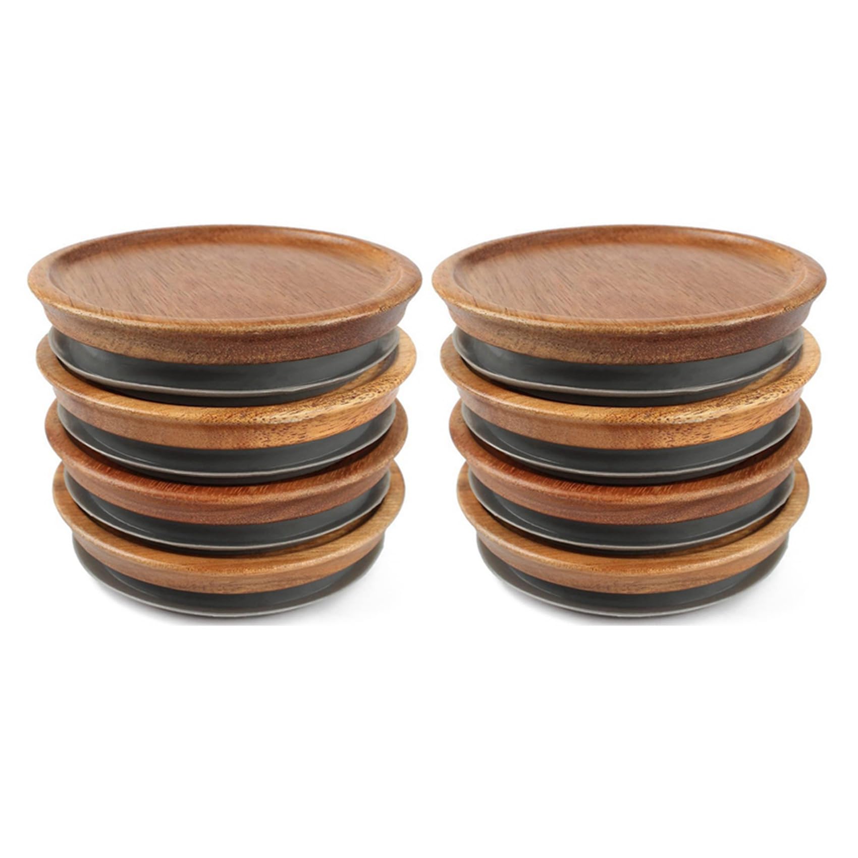 Hndhbfgrt Regular Mouth Jar Lids,Wooden Jar Tops,Canning Lids with Airtight Silicone Seal for Regular Mouth Jars,8 Pack