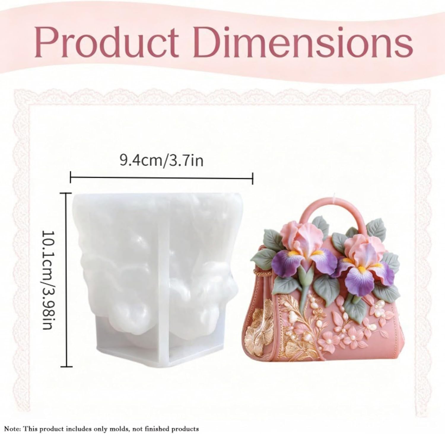Luxury Handbag Candle Molds for Candle Making, Flower Bag Silicone Mold image 2