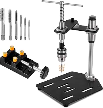 M3-M10 Manual Tapping Machine Rotatable Tapping Tool with Bench Vice & 6 Taps, Hand Tapper for Wood Plastic Metal