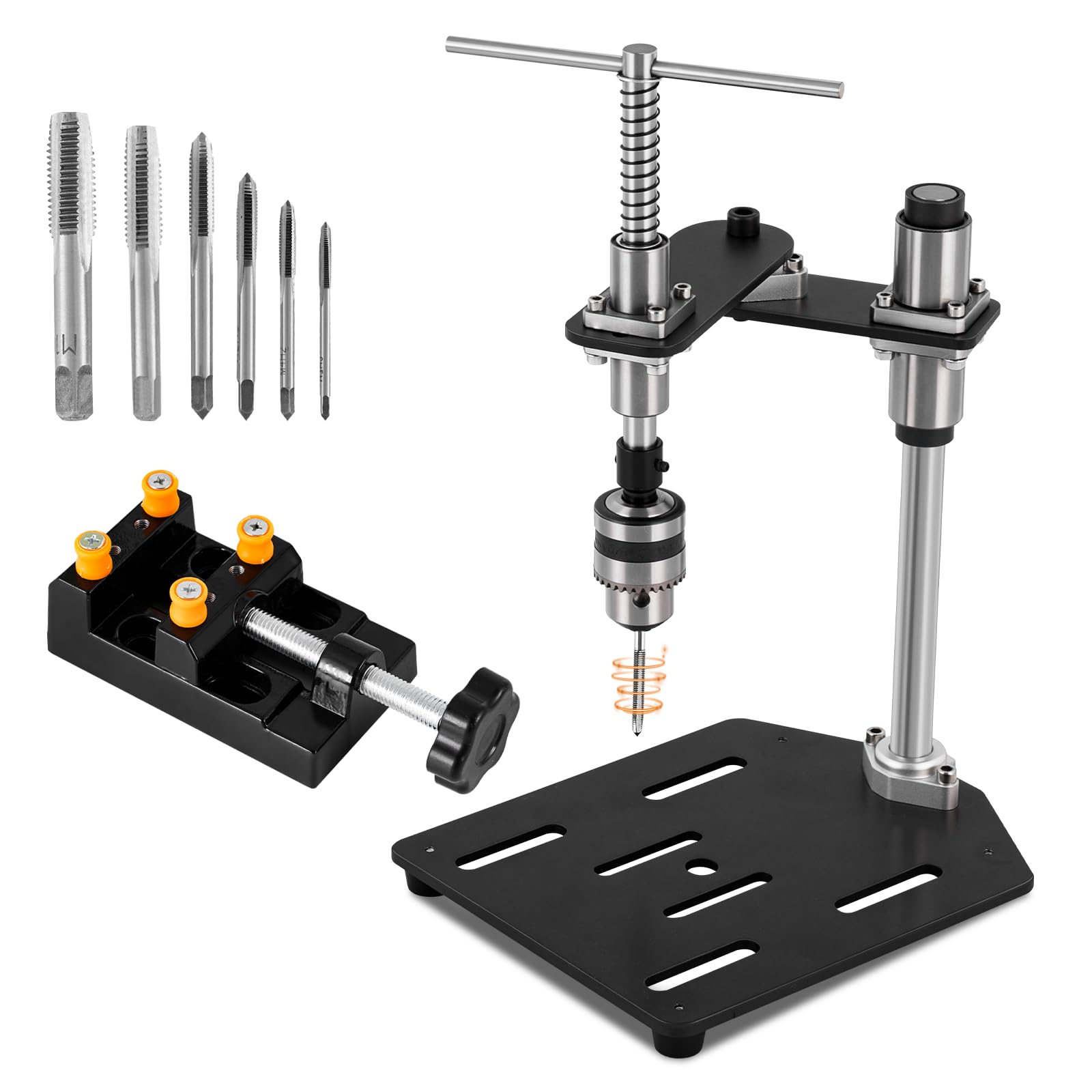 Maschiatrice Manuale M3-m10, Utensile di Maschiatura Girevole con Morsa da Banco E 6 Maschi, Maschiatrice Manuale per Legno, Plastica E Metallo.