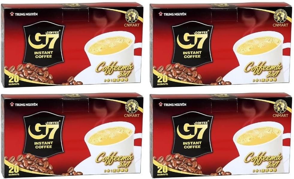 CNMART Trung Nguyen G7 Instant Coffee Vietnamese Coffee Mix 3 in 1 320g (Pack of 4)