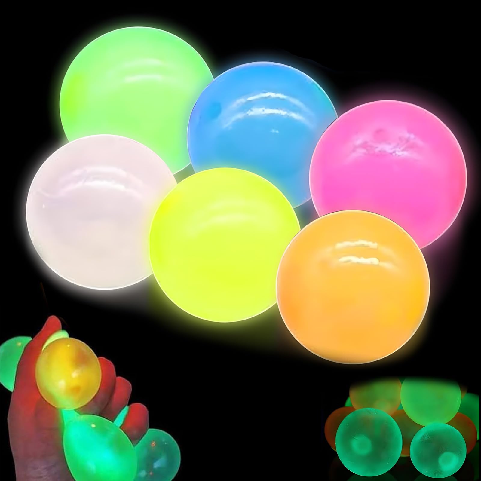 Glorbs Balls, Soft Stress Anxiety Relief Glorbs Sticky Ceiling Balls, Light Up Sensory Balls