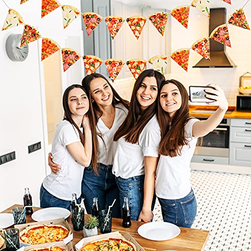 Image of Containlol 3 Pieces Pizza Party Decorations Pizza Banner Garland Supplies Happy Birthday Pennant Banner for Birthday Party Pre Assembled Hanging Decoration