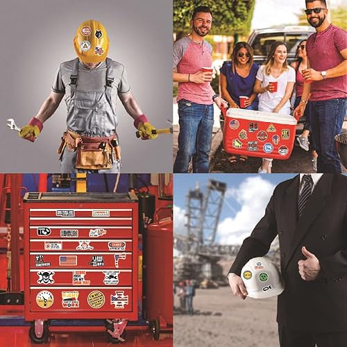 Miniatura 2 de 150 calcomanías de casco para caja de herramientas de casco, divertidas calcomanías para adultos, calcomanías de vinilo impermeables para hombres,