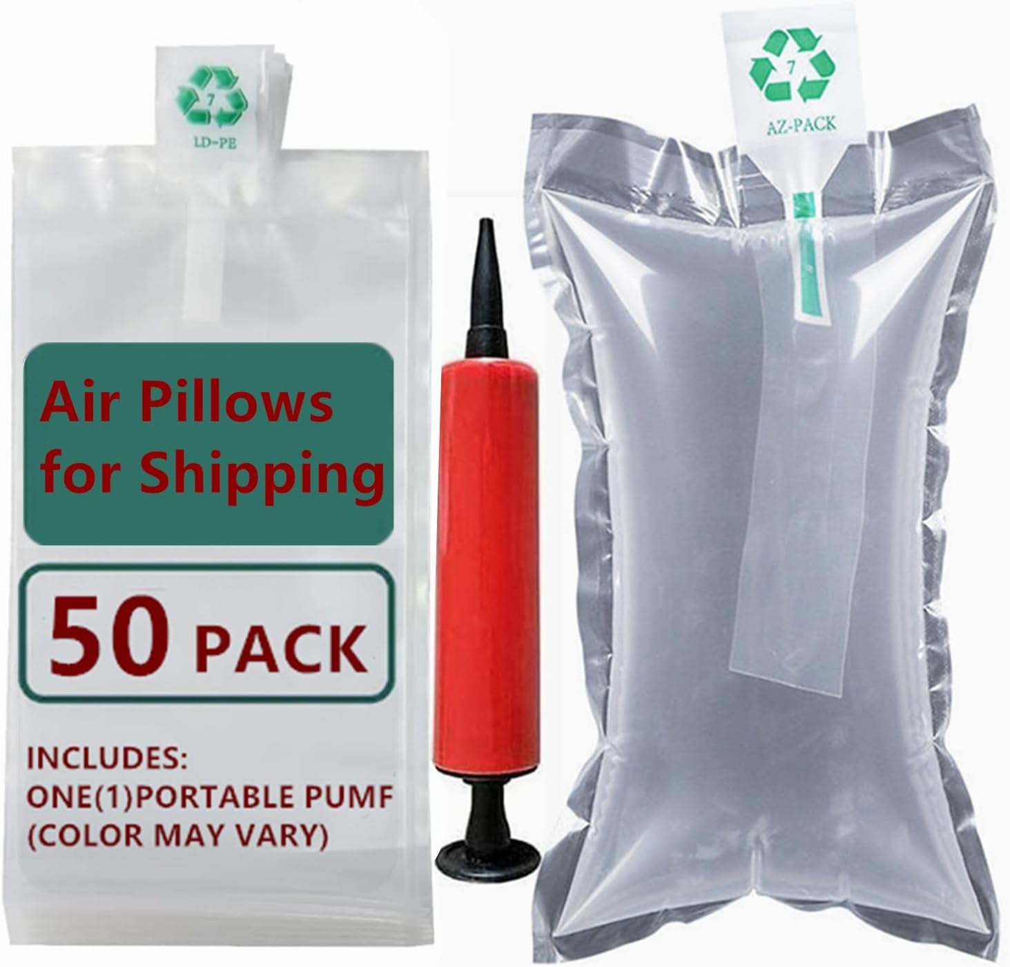 50 Pieces Packaging Air Bags, Clear Air Bubble Bag Air Cushions Buffer Bags Inflatable Air Packaging Protector Bag with Free Pump, 4x6 Inches