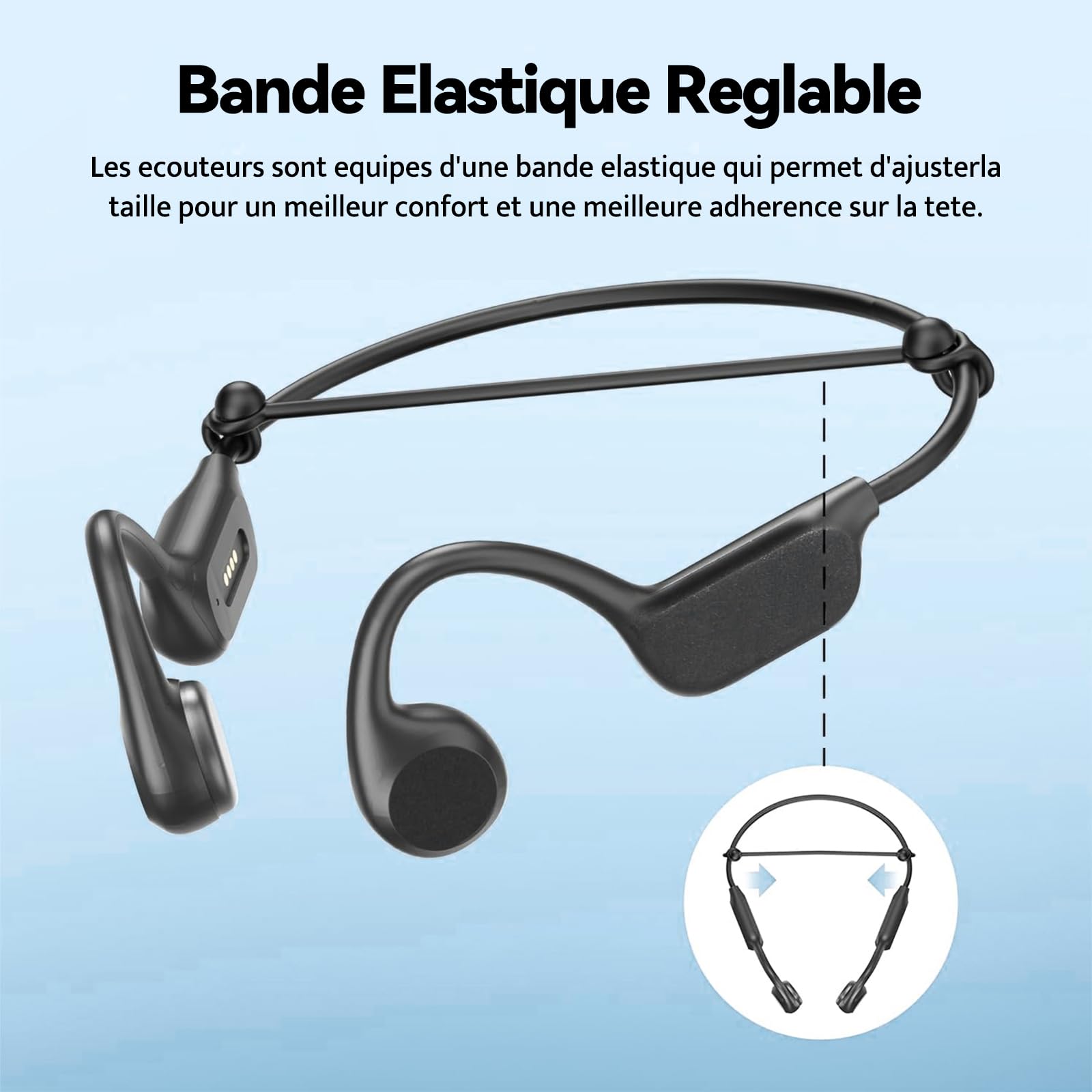 Casque Natation, Casque Conduction Osseuse, IPX8 Etanche sans Fil Bluetooth 5.4, Écouteur de Sport Ouvert avec Lecteur MP3 intégré 32G Mémoire pour la Natation, Le vélo, la Course à Pied