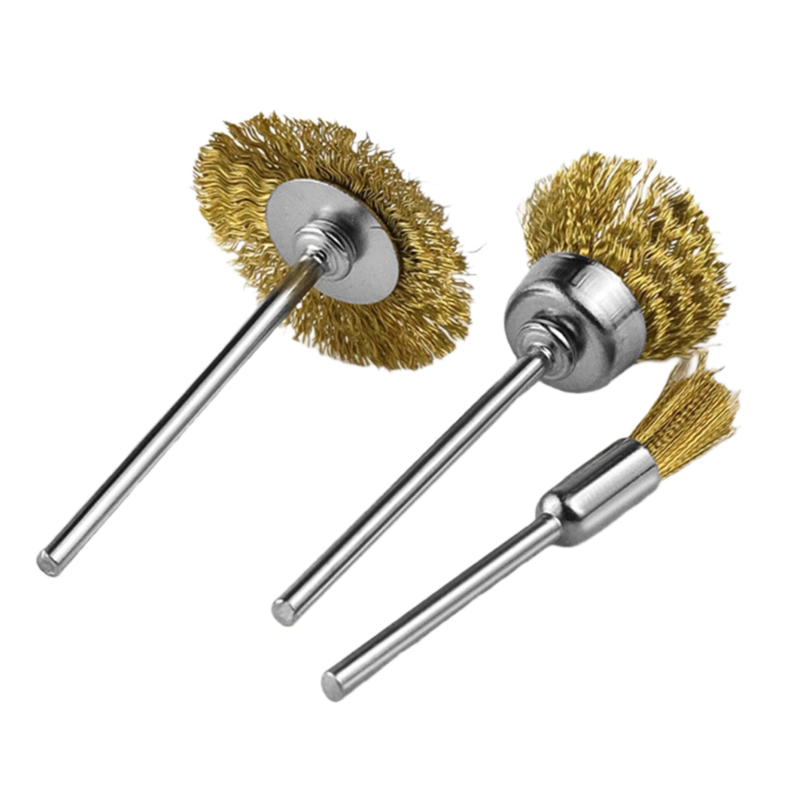 Professional 3Pcs Electric Grinder Brushes 2.35mm Shank Coppers Steel Construction Multi Surfaces Cleaning Grinder Tool for Stone Carving & Debris