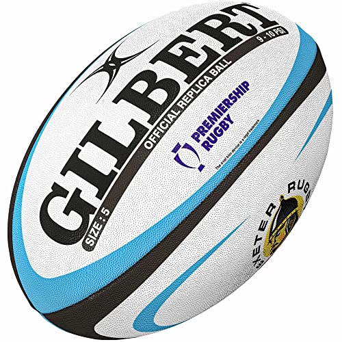 Gilbert Exeter Rugby chiefs replica rugby ball size 5 [white/sky]