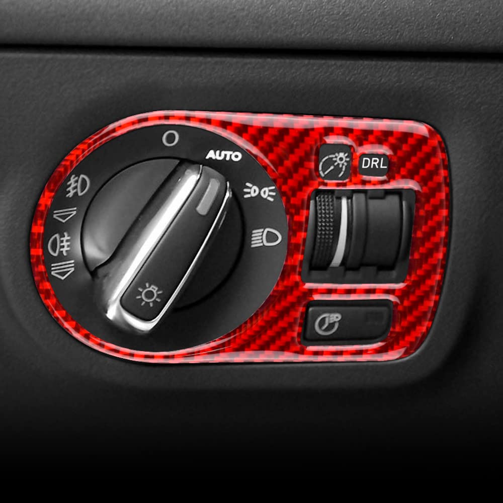 KUNGKIC Autocollant intérieur en fibre de carbone compatible avec Audi TT 2007 2008 2009 2010 2011 2012 2013 2014 Accessoires (style A-rouge)