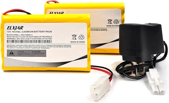 2-Pack 12V 800mAh Ni-Cd Battery with Tamiya Connector and Charger