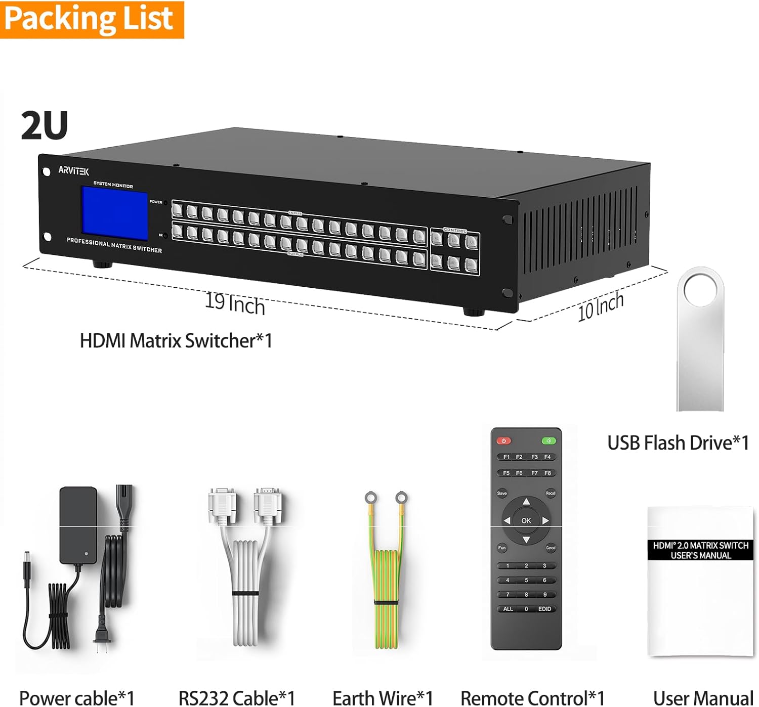 16x16 4K Seamless HDMI Matrix Switch with Web GUI, Customised Video Wall Controller 4x4, 2U Rack Mount, HDMI Matrix Switcher Splitter with Audio Out, Multiple Control Modes