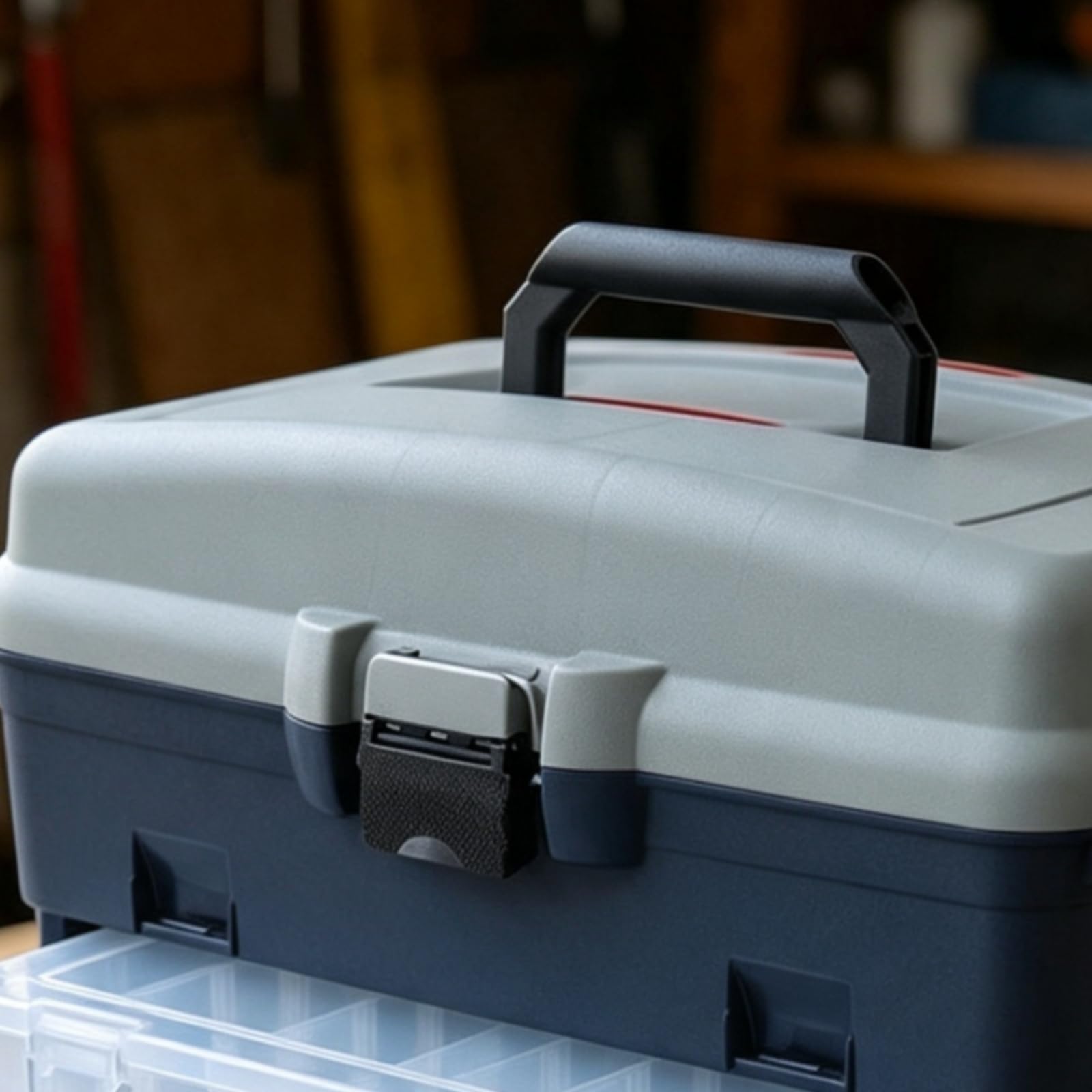 Contenitore Attrezzatura da Pesca Scatola Tackle Organizer Cassetta Portaesche con Vassoi Estraibili Design a Due Livelli in Plastica Robusta con