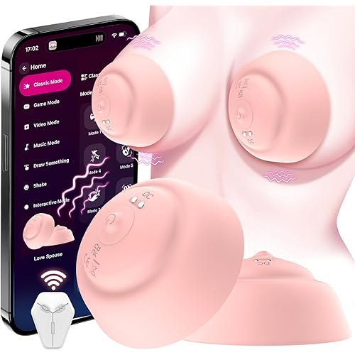 Nipple Toys Vibrator for Women with Remote Control, Wireless Nipple Clamps Sucking with 10 Vibrating Modes, APP Remote Control Nipple Toys for Women Couples, Adult Sex Toy for Couples